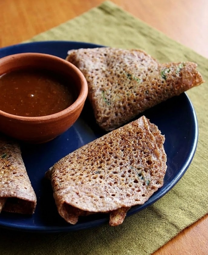No-Oil Ragi Masala Dosa (Healthy Version) ragi dosa